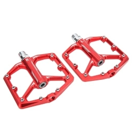 Dilwe Mountain Bike Pedal Dilwe Bike Pedal, Aluminum Alloy Anti Slip Cycling Pedal for Most Mountain Bikes, Road Bikes and Other Models with 1.5cm Threaded Interface, etc(Red)