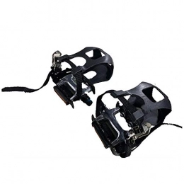DONGKER Mountain Bike Pedal DONGKER Bike Pedals, Mountain Bicycle Pedals Fixed Pedal with Clips and Straps for Exercise Bike, Spin Bike and Outdoor Bicycles