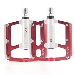DSFHKUYB Mountain Bike Pedal DSFHKUYB Cycling Bike Pedals, Light Aluminium Non-Slip MTB Pedals with 3 Sealed Bearings, Wide Platform Bicycle Pedals for Mountain Bike, Red
