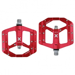 DSFHKUYB Mountain Bike Pedal DSFHKUYB Mountain Bike Pedals Aluminum Alloy Bicycle Flat Pedals Non-Slip for Road Bikes, BMX MTB Bike Accessories Cycling Sealed Bearing Pedals, Red
