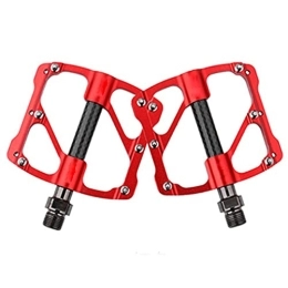 DSFHKUYB Mountain Bike Pedal DSFHKUYB Mountain Bike Pedals Aluminum Alloy Bicycle Pedal Non-Slip 9 / 16 Inch 3 Bearings Cycling Platform Flat Pedals for MTB Road Bike, Red
