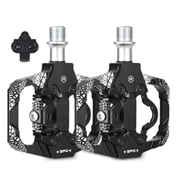 Edinber Mountain Bike Pedals Compatible for SPD Cleats Sealed Clipless, Aluminum Bicycle Flat Platform Pedals, Dual Platform Multi-Purpose - Great for Road Bike MTB