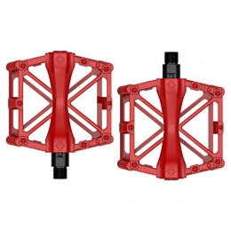 ElecMate Spares ElecMate Bike Pedals Mountain Bike Pedals Aluminum Alloy Bicycle Pedals, 9 / 16 CNC Machined Large Platform and Antiskid-Red