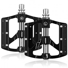ENONEO Spares ENONEO Mountain Bike Pedals CNC Aluminum High-Strength MTB Pedals with 3 Sealed Bearing & 11.4cm Widened Area 9 / 16" Screw Thread Cycling Bicycle Pedals Metal BMX Bike Flat Pedals (Black+Gray)