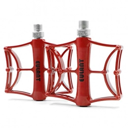 EULANT Spares EULANT Cycling Pedals MTB Flat Pedal Road Bike Wide Bicycle Pedals Cycle Pedals 1 pair with Anti-skid Screws, 2 Sealed Bearings, Fit Most Bikes, Lightweight, Red