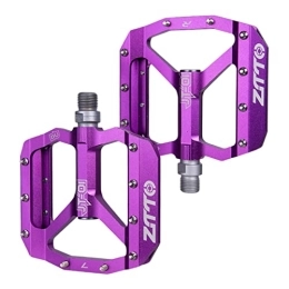 F Fityle Mountain Bike Pedal F Fityle MTB Mountain Bike Pedal Platform Flat Bicycle Pedals Aluminum Alloy Non-Slip 9 / 16" Metal Bike Pedals with Bearings, BMX, Purple
