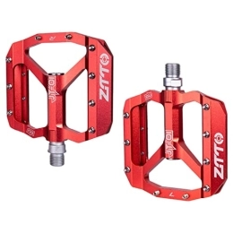 F Fityle Spares F Fityle MTB Mountain Bike Pedal Platform Flat Bicycle Pedals Aluminum Alloy Non-Slip 9 / 16" Metal Bike Pedals with Bearings, BMX, Red
