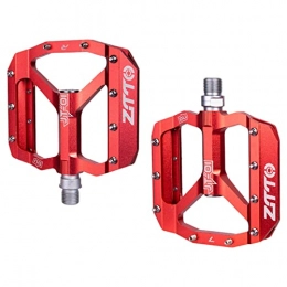 F Fityle Spares F Fityle MTB Mountain Bike Pedal Platform Flat Bicycle Pedals Aluminum Alloy Non-Slip 9 / 16" Metal Bike Pedals with Bearings for Road, BMX - Red