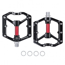 FDKJOK Bicycle Pedals Anti Slip Bicycle Pedal Wide Aluminum Alloy Replacement Parts Mountain Bike(Black And Red)