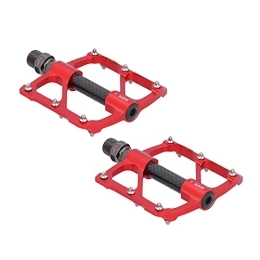 FECAMOS Mountain Bike Pedal FECAMOS Bicycle Flat Pedals, Mountain Bike Pedals Lightweight Non‑slip with Anti‑Slip Nails for Road Mountain BMX MTB Bike(Red)