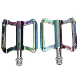 FECAMOS Spares FECAMOS Flat Bicycle Pedals, Rich Texture Electroplating Process Colorful Mountain Bike Pedals with 10 Non‑slip Nails for Mountain Bikes