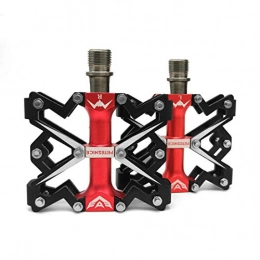 FETESNICE Spares FETESNICE Upgrade Bike Pedals 9 / 16" Titanium Axis MTB BMX DH Road Bicycle Platform Pedals Cycling Pedals(Black and Red)