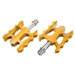 FETION Spares FETION Bicycle Cycling Bike Pedals, Bicycle 3 Bearing Aluminum Alloy Pedal Durable Mountain Bike Bearing Pedalsfor Bicycles, Mountain Bikes, Road Bikes / 223 (Color : Gold)