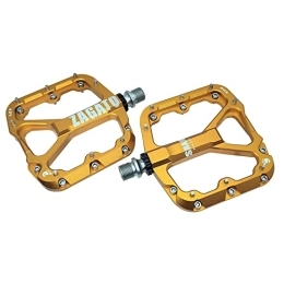 FiveShops Spares FiveShops Mountain Bike Pedals 9 / 16", 3 Bearing Mountain Bike Pedals Aluminum Metal Colorful with Anti-Skid Nail Non-Slip CNC Machined Cycling for MTB BMX Road Bike (Color : Gold)