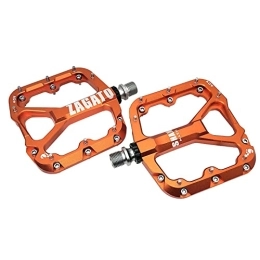 FiveShops Spares FiveShops Mountain Bike Pedals 9 / 16", 3 Bearing Mountain Bike Pedals Aluminum Metal Colorful with Anti-Skid Nail Non-Slip CNC Machined Cycling for MTB BMX Road Bike (Color : Orange)