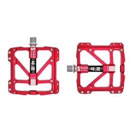 FiveShops Spares FiveShops Mountain Bike Pedals CNC Machined 9 / 16 Inch, 3 Sealed Bearings MTB Pedals Non-Slip Aluminum Bike Pedals Wide Platform Pedals for Mountain Bike, BMX, Road Bike Pedals (Color : Red)