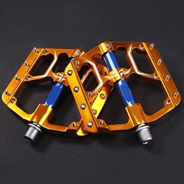 WAZDV Mountain Bike Pedal Flat Bike Pedals MTB Road 3 Sealed Bearings Bicycle Pedals Mountain Bike Pedals Wide Platform Accessories Part (Color : V15-Golden)