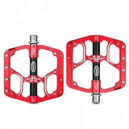 FSJD Mountain Bike Pedal Flat Bike Pedals, Non-Slip Aluminum Alloy Platform Flat Cycle Pedals, For Mountain Bikes / Road Bicycles, Red, 10.5cm×10.2cm×1.5cm