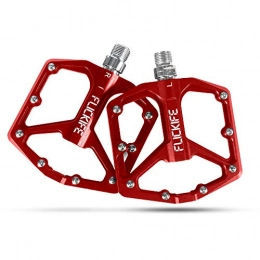 FLICKIFE Bicycle Pedals, Cycling Bike pedals, New Aluminum Anti-Slip Durable Mountain Platform Pedals with Sealed Bearing and Anodizing oxidation for 9/16 BMX MTB Mountain Road City Hybrid Bike (Red)