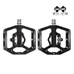 FMOPQ Mountain Bike Pedal FMOPQ Anti-Slip Mountain Bike Pedals 3 Bearing Platform Compatible with SPD Dual Function Sealed Clipless Aluminum 9 / 16" with Road Pedals