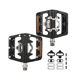 FMOPQ Spares FMOPQ Mountain Bike Clipless Locking Pedals All Aluminum MTB Clip-on Pedals with Luminous Reflector Lockable