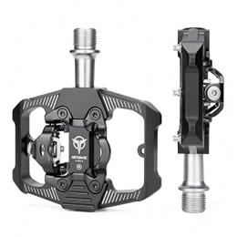 FOLODA Spares FOLODA Bike Pedals Compatible with SPD Mountain Clipless Pedals Wide Non-slip Flat Foot Bicycle Pedals, 3 Sealed Bearings