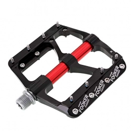 FOOKER Spares FOOKER MTB Bike Pedals Mountain Non-Slip Bike Pedals Platform Bicycle Flat Alloy Pedals 9 / 16" 3 Bearings Road BMX MTB Fixie Bikes (Black red 3bearings)