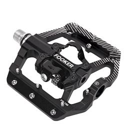 FOOKER Spares FOOKER MTB Mountain Bike Pedals 3 Bearing Flat Platform Compatible with SPD Dual Function Sealed Clipless Aluminum 9 / 16" Pedals with Cleats for Road