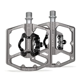 FOOKER Mountain Bike Pedal FOOKER MTB Mountain Bike Pedals, Dual Function Flat and SPD Pedal, 3 Sealed Bearing Flat Platform Compatible with SPD Clipless Pedal Aluminum 9 / 16" Pedals with Cleats for Road Mountain BMX MTB