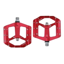  Mountain Bike Pedal footboard Flat Foot Pedal Sealed Bike Pedals CNC Aluminum Body For MTB Road Mountain Bike 3 Bearing Bicycle Pedal Parts Perfect for replacing your old parts. (Color : Red)