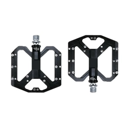  Mountain Bike Pedal footboard Flat Foot Ultralight Mountain Bike Pedals MTB CNC Aluminum Alloy Sealed 3 Bearing Anti-slip Bicycle Pedals Bicycle Parts Perfect for replacing your old parts. (Color : Black)