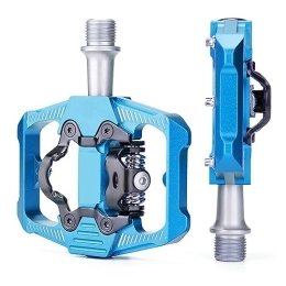  Mountain Bike Pedal footboard Mountain Bike Pedals Dual-use SPD Self-locking Turn Flat Pedal Ultralight Aluminum Alloy Seal 3 Bearing Mtb Bicycle Pedal Perfect for replacing your old parts. (Color : Blue)