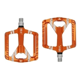  Spares footboard Mtb Bicycle Pedals Seal Bearing Axle CNC Aluminum Alloy Ultra Light Non-slip Durable Flat Foot Mountain Bike Pedal Perfect for replacing your old parts. (Color : Orange)