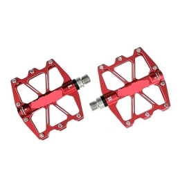  Mountain Bike Pedal footboard MTB Mountain Bicycle Road Bike Pedal Slip-resistant Ultra-light CNC Aluminum Alloy Sealed 4 Ball Bearing Cycling Bicycle Parts Perfect for replacing your old parts. (Color : Red)