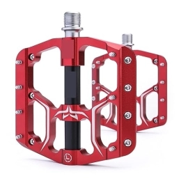  Mountain Bike Pedal footboard Ultra-light Flat Foot Anti-skid Bicycle Pedal CNC Aluminum Alloy Wide Seal 3 Bearing Mountain Bike Road Bike Pedal Cycling Parts Perfect for replacing your old parts. (Color : Red)