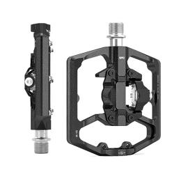  Mountain Bike Pedal footboard Ultra-light Mountain Bike Pedal Seal 3 Bearing CNC Aluminum Alloy Lock Pedal Mtb Bicycle Riding Dual-purpose Flat Pedal Perfect for replacing your old parts. (Color : Black)