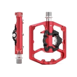  Spares footboard Ultra-light Mountain Bike Pedal Seal 3 Bearing CNC Aluminum Alloy Lock Pedal Mtb Bicycle Riding Dual-purpose Flat Pedal Perfect for replacing your old parts. (Color : Red)