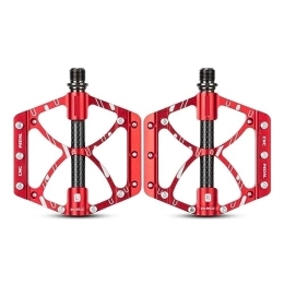  Mountain Bike Pedal footboard Ultra-light Mountain Bike Pedals Flat Wide CNC Aluminum Alloy Bearing Carbon Tube With Cleats Mtb Bicycle Pedals Perfect for replacing your old parts. (Color : Red)