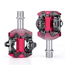  Mountain Bike Pedal footboard Ultralight Downhill Mountain Bike Pedal CNC Aluminum Alloy Non-slip Sealed Bearing Mtb Road Bike SPD Self-locking Pedal Perfect for replacing your old parts. (Color : Red)