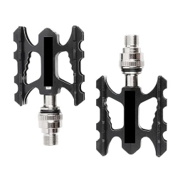  Mountain Bike Pedal footboard Ultralight Folding Bicycle Pedal Bearing CNC Aluminum Alloy Non-slip Quick Release Road Mtb Mountain Bike Pedal Perfect for replacing your old parts. (Color : Black)
