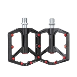  Mountain Bike Pedal footboard Ultralight Mountain Bike Flat Foot Pedal NC Aluminum Alloy 3 Bearing Lubricated Non-slip Road Bike Pedal Bicycle Parts Perfect for replacing your old parts. (Color : Black)