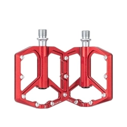  Spares footboard Ultralight Mountain Bike Flat Foot Pedal NC Aluminum Alloy 3 Bearing Lubricated Non-slip Road Bike Pedal Bicycle Parts Perfect for replacing your old parts. (Color : Red)