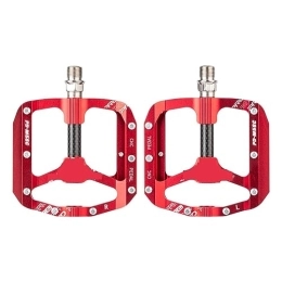  Spares footboard Ultralight Mountain Bike Pedal Carbon Fiber Tube CNC Aluminum Alloy Sealed Bearing Flat Width Mtb Bicycle Pedal Perfect for replacing your old parts. (Color : Red)