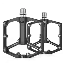  Mountain Bike Pedal footboard Ultralight Mountain Bike Pedals CNC Aluminum Alloy Sealed 3 Bearings Flat Wide Anti-Slip Mtb Bicycle Pedals Perfect for replacing your old parts. (Color : Black)
