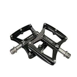  Mountain Bike Pedal footboard Ultralight Titanium Alloy Axle Mountain Bike Pedal Aluminum Alloy Seal 3 Bearing Flat Wide Anti-skid Road Bicycle Pedals Parts Perfect for replacing your old parts. (Color : Black)