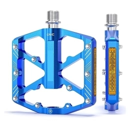  Mountain Bike Pedal footboard Ultralight Wide Flat Foot Mountain Bike Pedal Aluminum Alloy Reflector Seal 3 Bearing Mtb Bicycle Pedals Perfect for replacing your old parts. (Color : Blue)