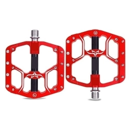  Mountain Bike Pedal footboard Ultralight Wide Middle Tube Mountain Bike Pedal Seal 3 Bearing CNC Aluminum Alloy Flat Foot Non-slip Road Bike Mtb Bicycle Pedal Perfect for replacing your old parts. (Color : Red)