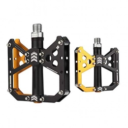 FQCD Spares FQCD Bike Pedals, Universal Mountain Bicycle Pedals Platform Cycling Ultra Sealed Bearing Aluminum Alloy Flat Pedals (Color : Yellow)