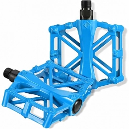 FSJD Mountain Bike Pedal FSJD Bicycle Pedals Aluminum Alloy Non-Slip Mountain Road Bicycle Platform Pedals with 16 Anti-skid Pins, Blue, 12cm×10cm×1.4cm