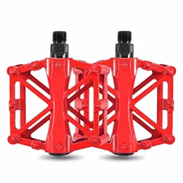 FSJD Mountain Bike Pedal FSJD Cycling Bike Pedals Aluminum Anti-Slip Durable Sealed Bearing Axle for Mountain Bike Road Bicycle A Pair, Red, 12cm×10cm×1.4cm
